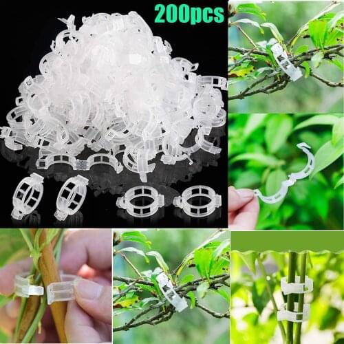 200pcs Plant Support Clips Plastic Garden Ties for Tomato Veggie Cucumber Flower Squash Vine Trellis Twine Greenhouse