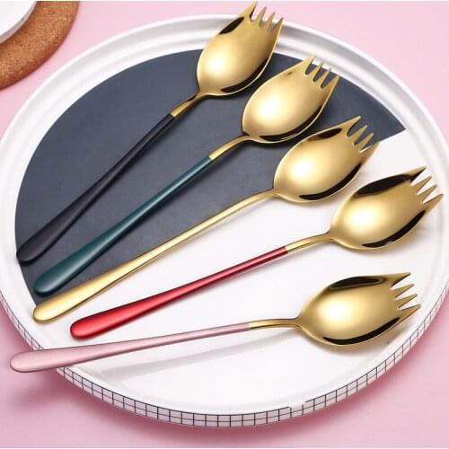 5/10/20/30/40 Pcs Salad Fork Salad Spoon Set 304 Stainless Steel Cutlery Set Colorful Unique Spoons Serveware Bento Accessories