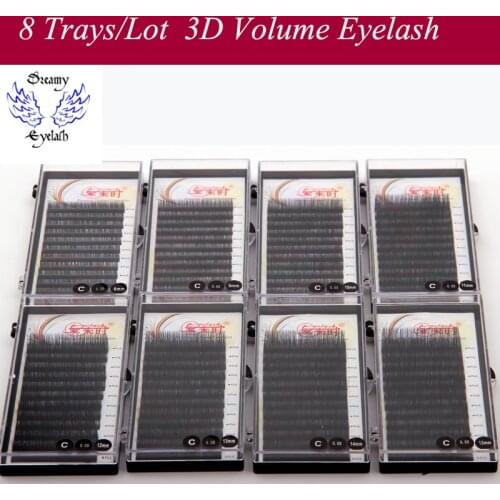 8 Trays/Lot Soft and Durable lash Extension for professional Hand Made lashes 3d Natural Black Individual Korea Silk Mink Lashes