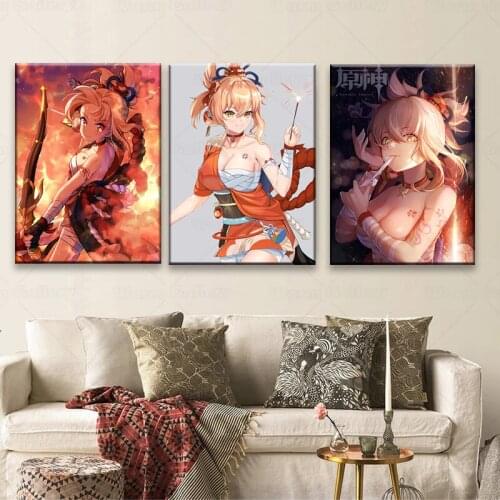 Anime Games Genshin Impact Yoimiya ​HD Painting Print Poster Home Decor Collectible Decorative Art Gifts