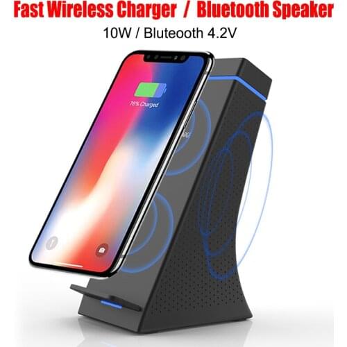 3 In 1 Qi Fast Wireless Charging Stand With Bluetooth Speaker For All Qi Mobile Phones With 5W 7.5W 10W Mobile Phones