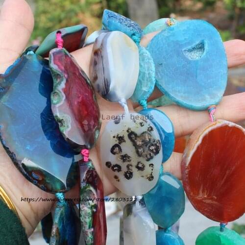 Big 30-70mm Smooth /Faceted Irregular Multicolor Agate Beads , For DIY Jewelry making，Necklace , Bracelet，Pendants