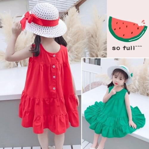 PUDCOCO Adorable Kids Baby Girls Princess Dress Sleeveless Party Pageant Dress+Hat Summer Clothes Sundress 2-7Y