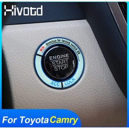 For Toyota Camry 2020 Car Engine Start Stop Button Cover Ignition Key Switch Case Stainless Steel Luminous Ring Interior Parts