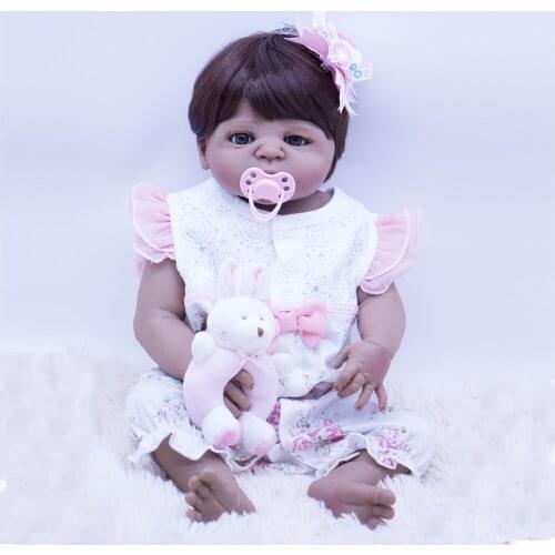 DOLLMAI 100% non-toxic Silicone bebe Doll Reborn 22" 55CM big eyes Reborn Dolls Toys For Girls With plush toy for Christmas Gift