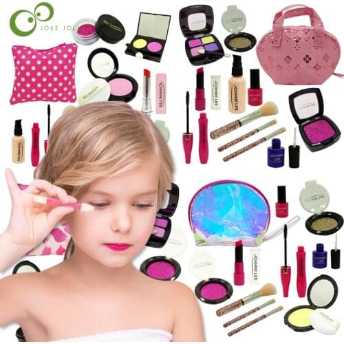 Girl Pretend Play Make Up Toy Simulation Cosmetics Pink Makeup Set Princess Beauty Plastic Play House Toy Lipstick Eyeshadow GYH