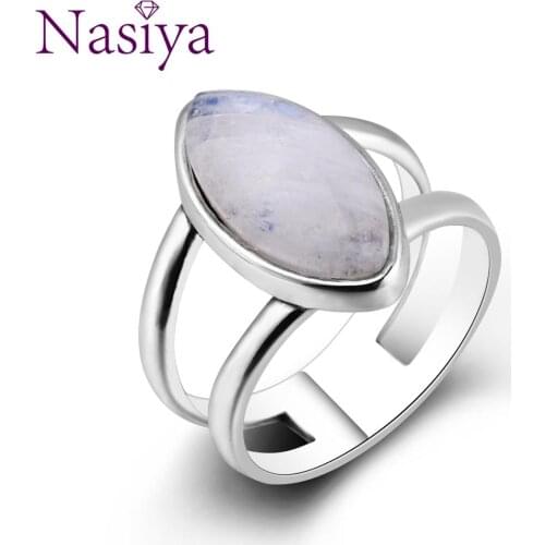 Nasiya Vintage Style Ring With Horse Eye Shape Moonstone For Men Women 925 Silver Jewelry Party Wedding Daily Life Birthday Gift