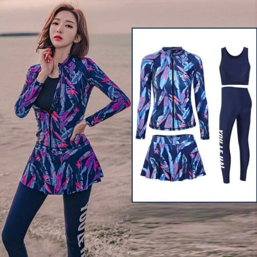 Womens 4pcs Sun Protection Long Sleeve Rashguards Swim Shirt Leggings with Bikini Set Fitness Yoga Run Athletic Tracksuits