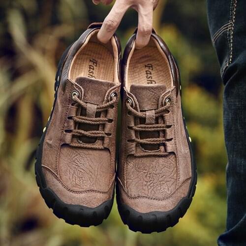 High Quality Brand Men Shoes Genuine leather Sneakers Men Casual Shoes Outdoor Non Slip Walking Sneakers Hiking Shoes