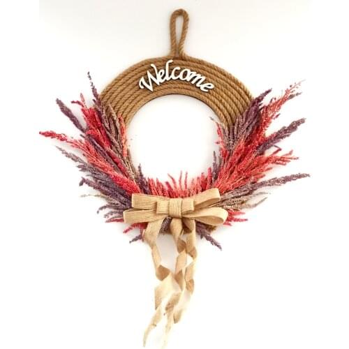 Ribbon Door Ornament with Fertile Grass 'Welcome' Written