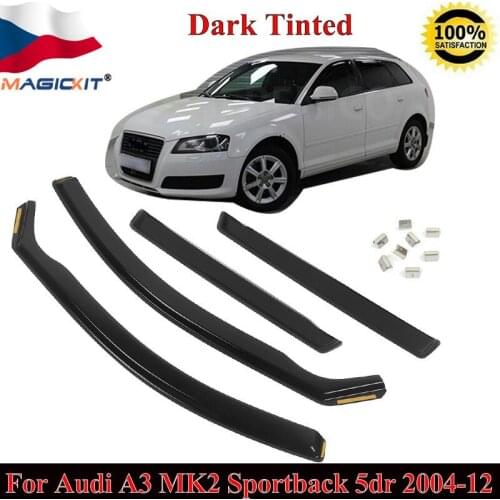 Magickit For AUDI A3 MK2 5-door 04-12 Sportback Hatchback Wind Deflectors Smoked Tinted