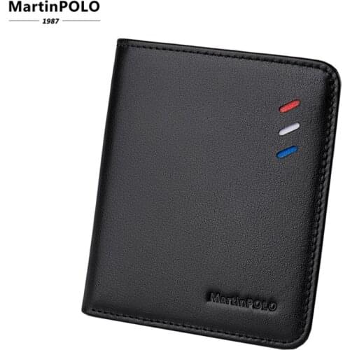 MartinPOLO New100% Genuine Leather wallet men Small Mini Ultra-thin Compact wallet Cowhide Card Holder Short Design purse MP1002