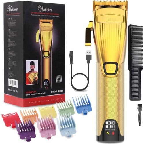 HATTEKER Mens Hairclippers Professional Electric Beard Trimmer Strong Power Clipper Colorful Limit Comb Grooming Kit