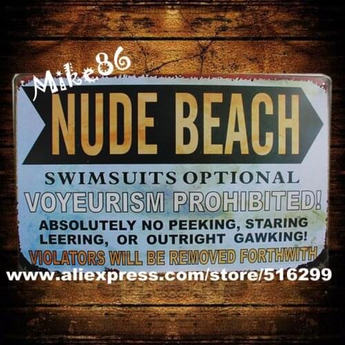 [ Mike86 ] NUDE BEACH Metal Signs Gift PUB Wall art Painting Bar Craft Decoration AA-177 Mix order 20*30 CM