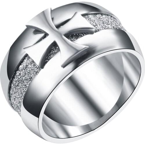 MOREDEAR 10mm Titanium Cross Ring for Men Customize Ring Engraved Ring