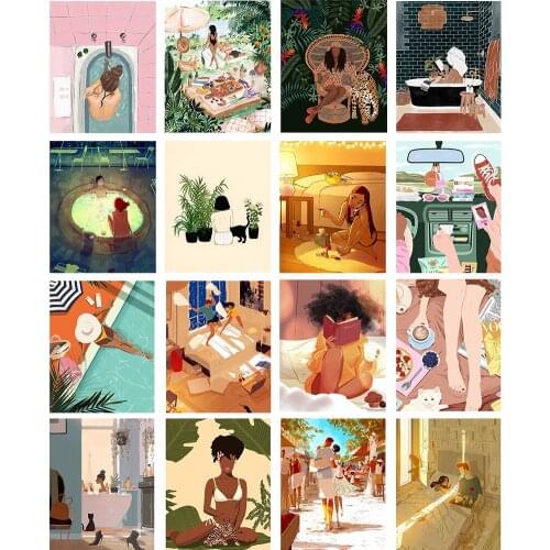 Life Illustration Frame DIY By Numbers Colour Handpainted Oil Painting Unique Gift For Modern Home Decortion