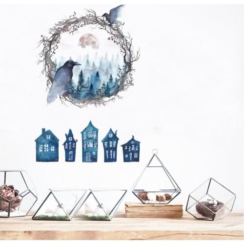 New Halloween decoration ghost birds crow wall stickers for living room bedroom art stickers for kids room on the wall murals po