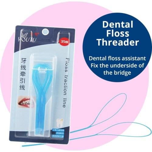 35 Counts/Box Dental Floss Threader for Orthodontic Oral Hygiene Fit in Braces Bridges Implants and Crown Deep Clean Dental Care