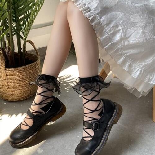 Japanese Style Lolita Mesh Lace Soft Girl Socks Sweet Princess Bunching Socks Student JK Socks Summer woman socks