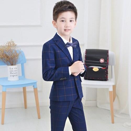 2018 New Children Suit Baby Boys Suits Kids Blazer Boys Formal Suit For Weddings Boys Clothes Set Jackets+Shirt+Pants 4pcs 4-14Y