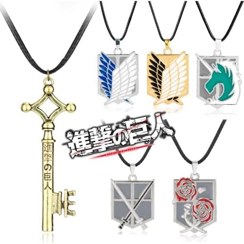 Attack On Titan Necklace Giant Legion Flag Logo Pendants Necklaces Women Men Collection Jewelry Rope Choker Colar Chain Gifts