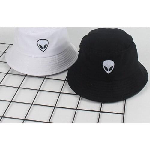 Black White Solid Alien Bucket Hat Unisex Bob Caps Hip Hop Gorros Men Women Summer Panama Cap Beach Sun Fishing Hat