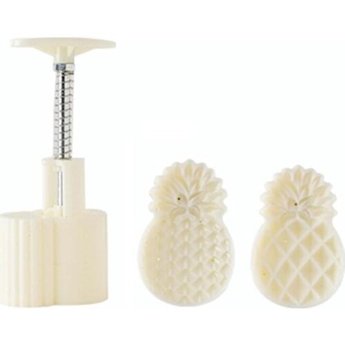 Plastic Mooncake Mold 50g Cookie Cutter with Pineapple Lotus Stamp Hand Press Chocolate Moon Cake Mould DIY Bakeware