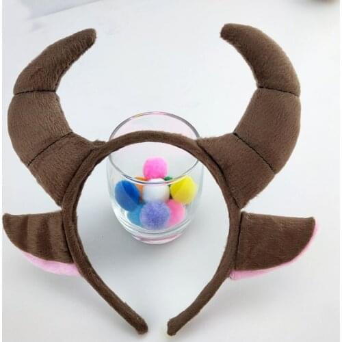 Girls Boy Horn Ear Headwear Cow Cattle Cosplay Headband Tie Tail Cosplay Costumes for Women Kids Halloween Christmas