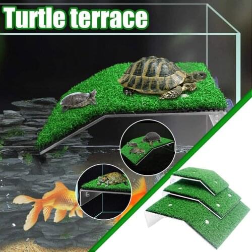 Turtle Basking Platform Suction Cup Tortoise Climbing Ladder Fish Tanks Decor Simulate Lawns Glass Aquarium Bask Ladder