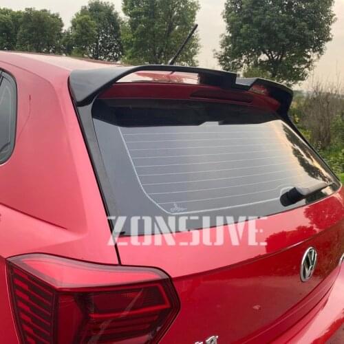 Use For Volkswagen Polo 2019 2020 2021 Year Spoiler ABS Plastic Carbon Fiber Look Rear Trunk Wing Accessories Not Fit GTi Polo