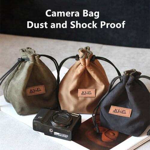 Portable Waterproof Camera Bag Canon Universal Drawstring Bags Hand Held Canvas Lens DSLR Bag for Nikon Sony Pentax Camera Case