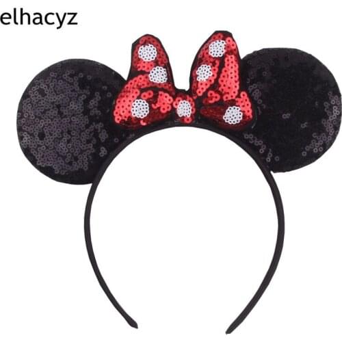 1PC Hair Style Classical Dot Sequins Hair Bow Mouse Ears Headband Kids Girl Hairband DIY Hair Accessories