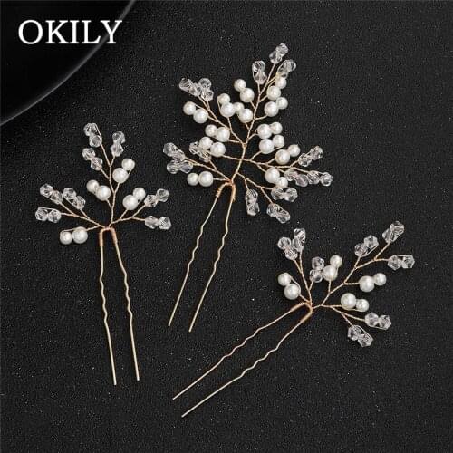 Luxury Girl 3PCS Wedding Bridal Pearl Hair Pins Handmade Crystal Hair Comb Bridesmaid Hair Jewelry Accessories Hairpin Ornament