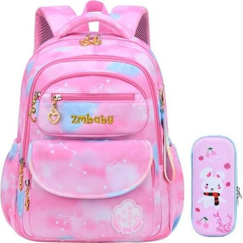 Cute Girls Princess Pink School Bag Children Primary Waterproof Oxford School Backpack New Kids Starry Sky Orthopedics Book Bag