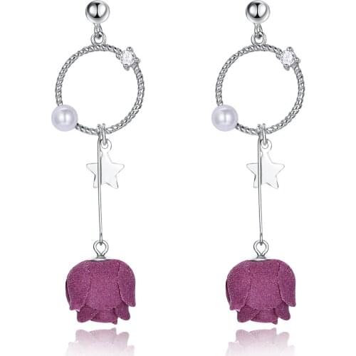 SILVERHOO 925 Sterling Silver Drop Earrings For Women Hanging Flower Stars Imitation Pearl Earring Anniversary Fine Jewelry New