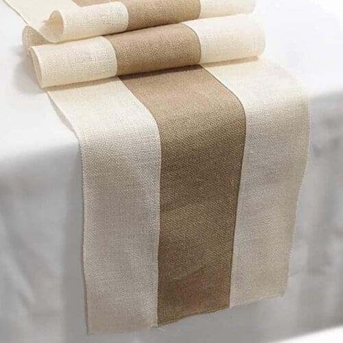 Linen Table Runner Wedding Party Decoration Vintage Natural Imitated Linen Table Cloth Restaurant Table Cover Decor