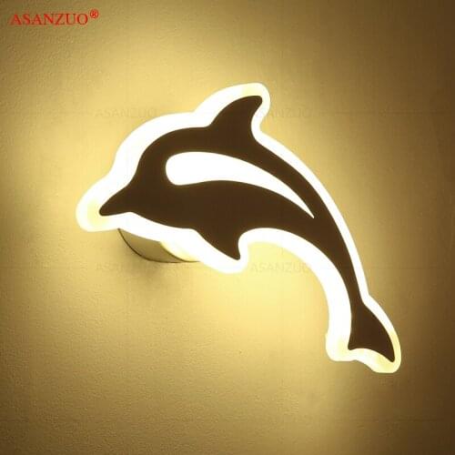 Modern acrylic dolphin shape LED Night wall lamp light AC110V 220V kids' room living room corridor Deco Sconce lamp