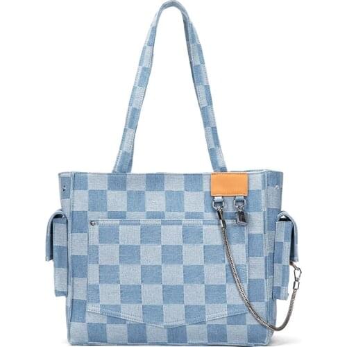 Shoulder bag bolso de mujer para laptop blue denim canvas satchel shoulder bag