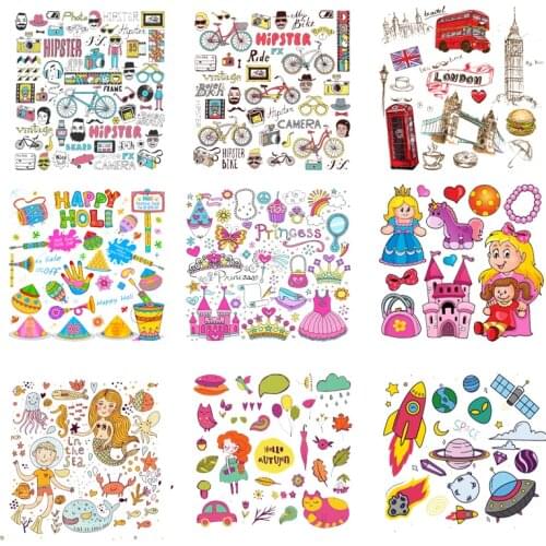 Iron on Transfer for Clothing Thermoadhesive Patches Stickers Diy Car Cute Patch Fusible Stripes Thermotransfer for Clothes F