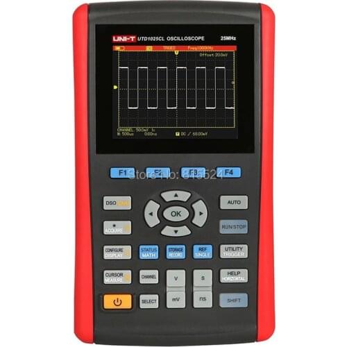 UNI-T UTD1025CL 200Ms/s 320X240 3.5" LCD 64K Color TFT Handheld Digital Oscilloscope 1CH 25MHZ