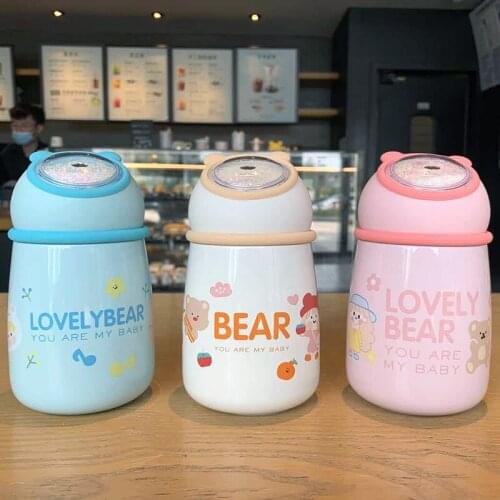 Korean cute girl heart mug cartoon printed sequin handle portable student sports insulation cup XH552