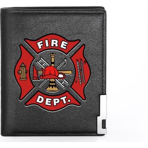 High Quality Fire Control Firemen Printing Mens Wallet Leather Purse For Men Credit Card Holder Short Male Slim Money Bags