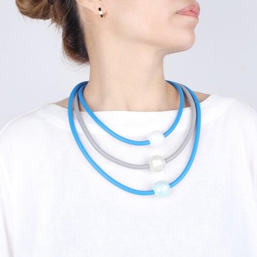 YD&YDBZ Luxurious Big Pearl Pendant Necklaces For Women Colorful Multilayer Rubber Choker Necklace Gothic Sweater Chains Jewelry