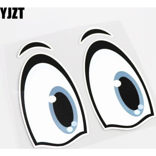 YJZT 15.5CM*15.7CM Cartoon Fun Animal Eyes Car Sticker Decal PVC Accessories 13-0432