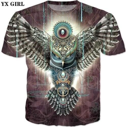 YX GIRL 2019 New Fashion 3d t shirt Men Women Fashion T Shirt animal Owl Printed t-shirt summer style Casual tshirts UY-11