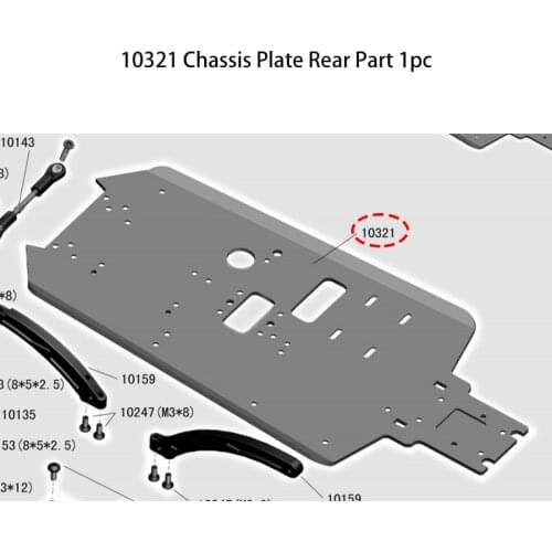VRX 10321 Chassis Plate Rear Part &10932 Chassis Front Part For VRX Racing Nitro RC Cars RH1006/RH1007