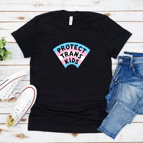 Protect Trans Kids T-Shirt LGBTQ Pride Shirt Trans Rights Tee Summer Graphic Short Sleeve Plus Size Tops