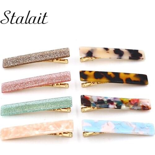 New Fashion Rectangle Resin Acetate Hair Pin Clip Leopard Hair Clip For Women Geometric Gold Hairpins Clips Hair Accessories