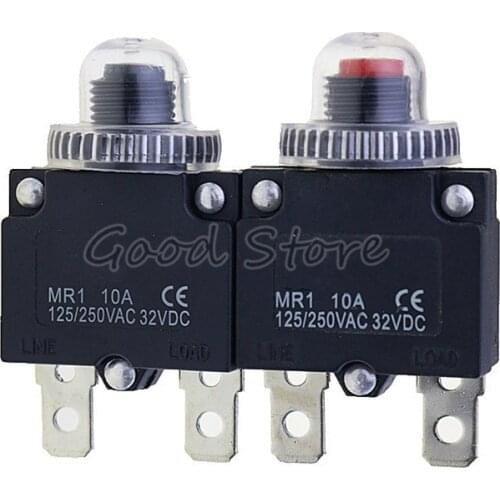 1pcs Circuit Breaker MR1 10A 125/250VAC 32VDC Overload Protector Switch Fuse and Waterproof cap