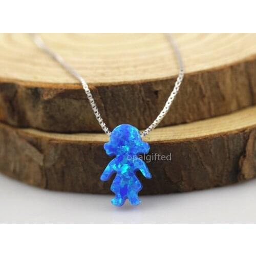 1pc Free Shipping Beatuful design 925 sterling silver with synthetic 8.5*13mm op05 opal lovely little girl pendant opal necklace